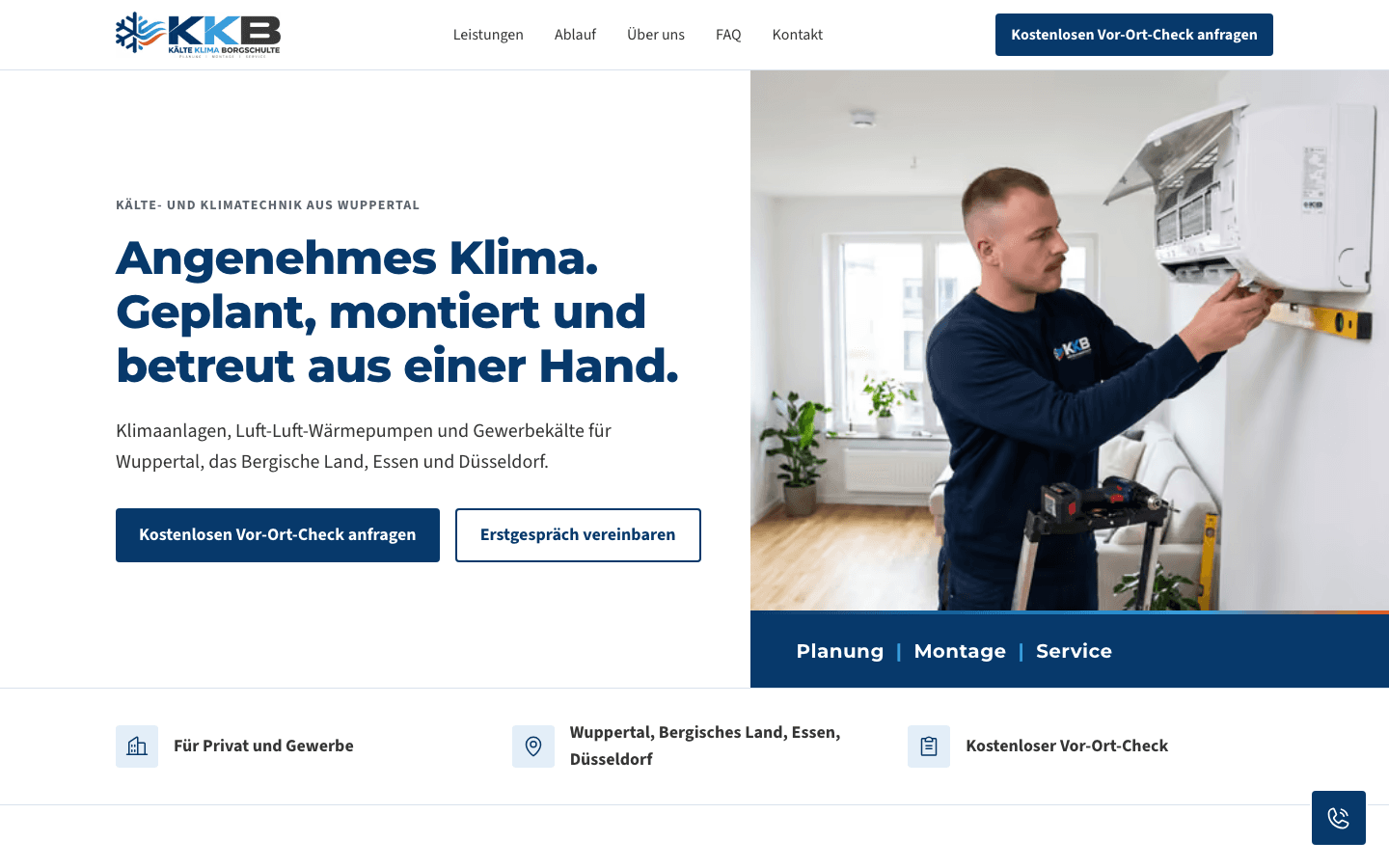 Startseite von Kälte Klima Borgschulte am Rechner